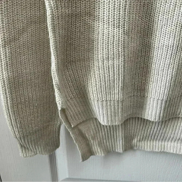 Devoted Sweater Lace Front Keyhole Neckline High Low Hem Light Beige Small - Picture 11 of 16